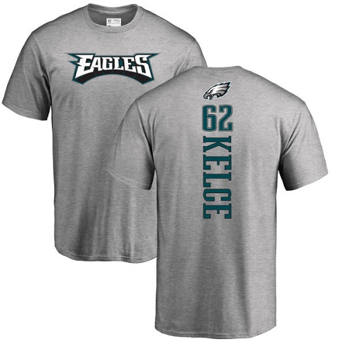 Men Philadelphia Eagles #62 Jason Kelce Ash Backer NFL T Shirt->nfl t-shirts->Sports Accessory
